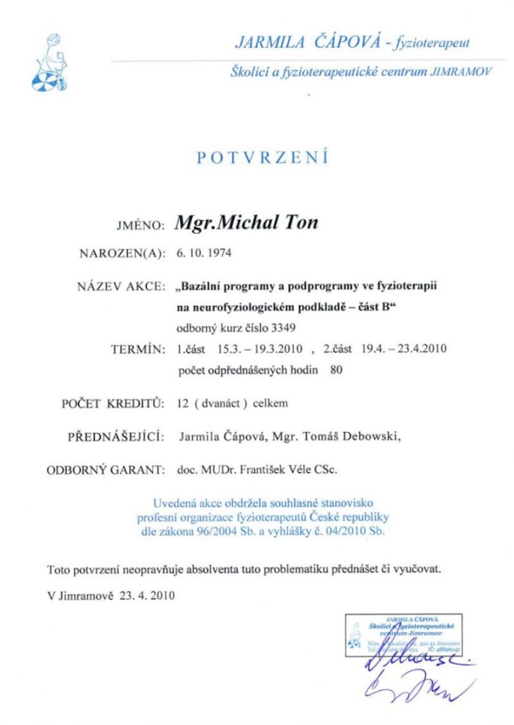 Certifikát č. 10